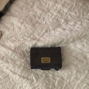 Blue leather fossil wallet